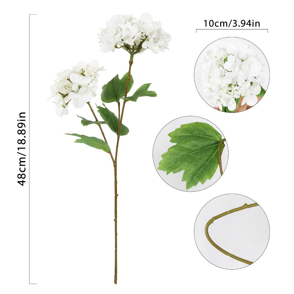 Artificial Flowers Real Touch Hydrangea 2 Heads Large Fake Hydrangea Flowers Faux Hydrangea with Stem for Wedding Home Room Table Centerpiece Decor