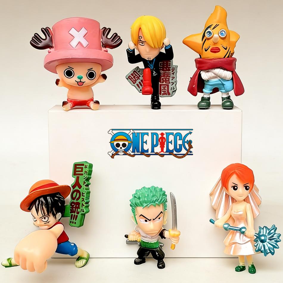 Горячий 6 шт. One Piece Monkey D. Луффи Нами Усопп Санджи Чоппер Ророноа Зоро ПВХ Фигурки Модели Куклы Игрушки Детские Подарки