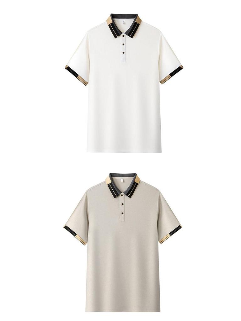 Мужская летняя футболка-поло с коротким рукавом - Дышащая футболка в стиле колор-блок, деловая повседневная, с отложным воротником