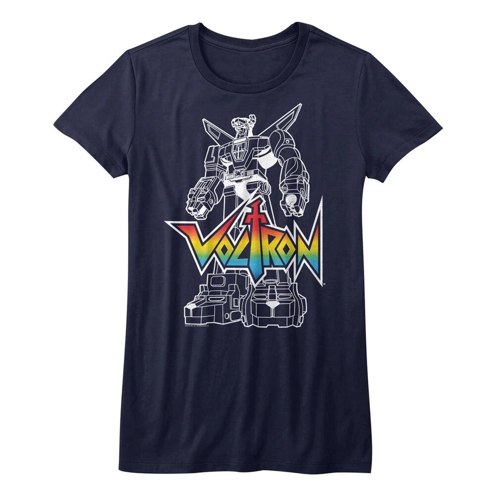 Voltron Cartoon Colorful Logo With Voltron Junior Women Fitted T Shirt