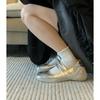 Cowhide Version Silver Ballet Sports and Leisure Shoes Flat-soled Single Shoes Women's Shallow Mouth Square Head Thick Sole Mary Jane Shoes