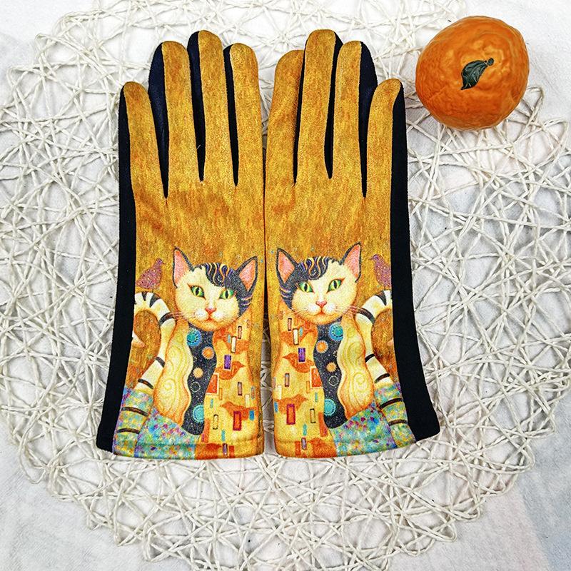 Модные 3D перчатки для масляной живописи женские замшевые флисовые утолщенные термоперчатки для сенсорных экранов