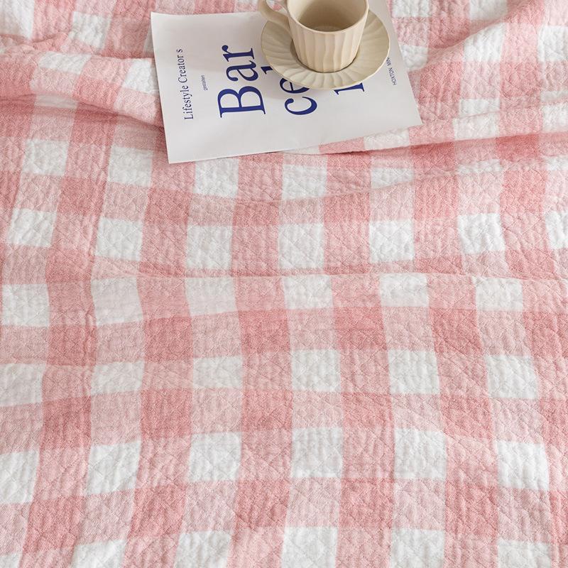 Blanket-Classic Heavyweight Soft Printed Plush Throw Blanket, Cozy and Fuzzy, Watercolor Plaid Blush