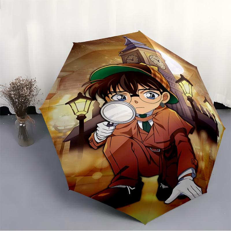 1PC Detective Conan Automatic Folding Umbrella, Automatic Folding Umbrella with 8 Ribs, Convenient for Outdoor Use  017