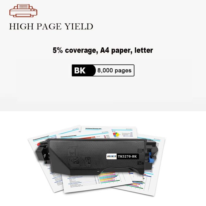 Toner - ASEKER - TK5270-BK - Noir - 8000 pages - Compatible Kyocera