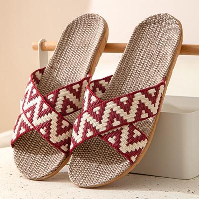 Льняные женские тапочки на плоской подошве, сандалии на плоской подошве