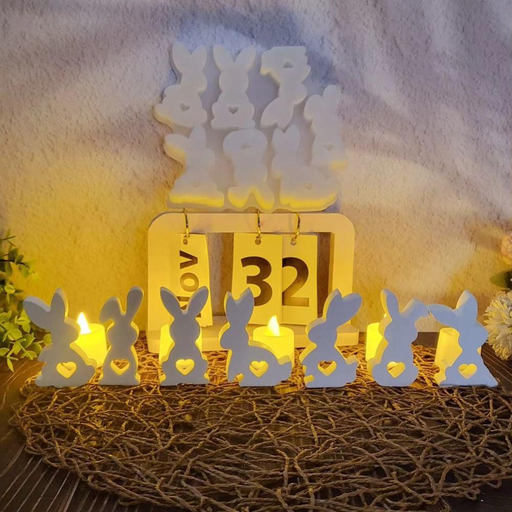 DIY Rabbit Silicone Candle Molds Plaster Crafts Bow Rabbit Silicone Mold  for Easter Party