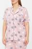 Women's Style Plus Size Powder Star Patterned Shirt Collar Knitted Pajama Set