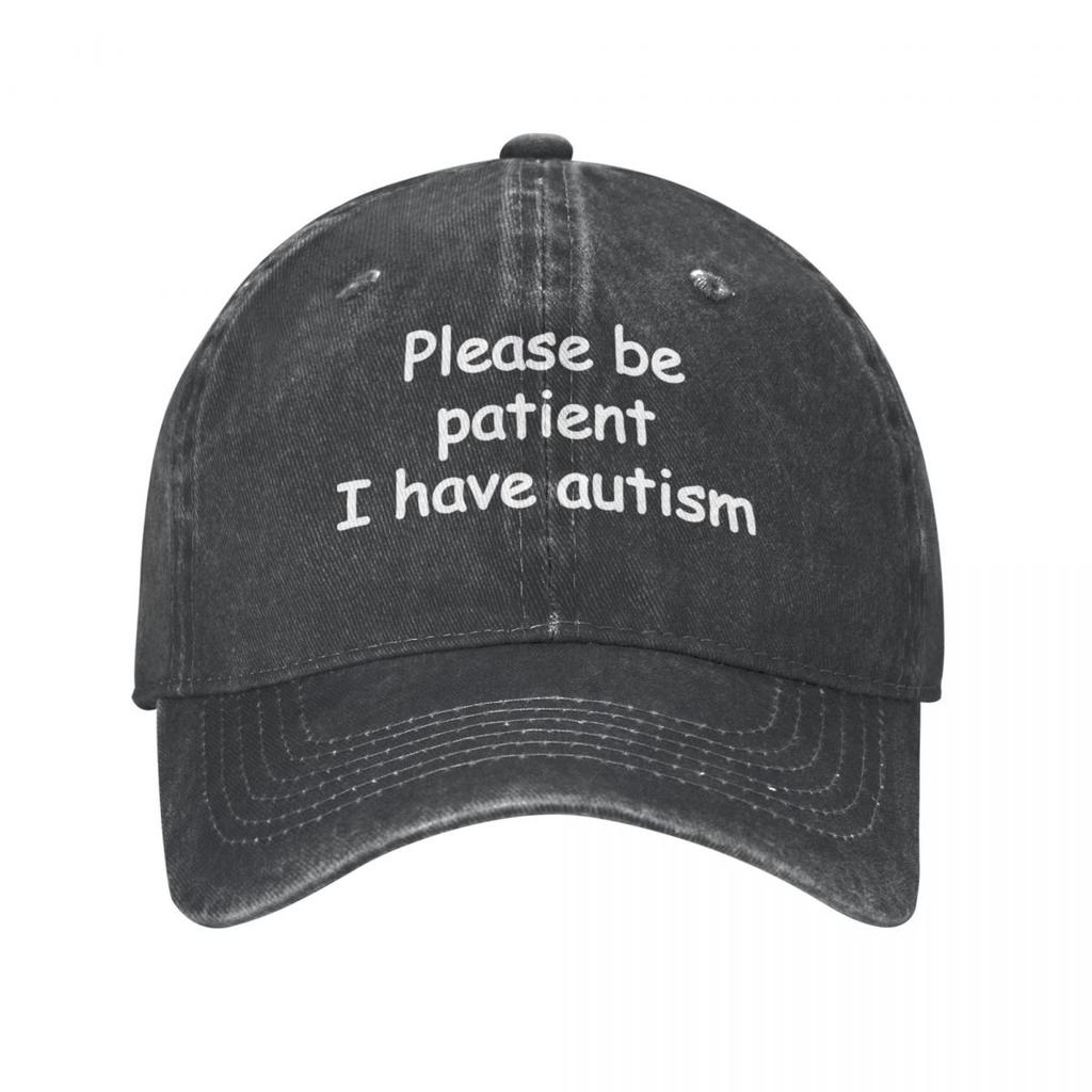 Vintage Please Be Patient I Have Autism Baseball Caps Unisex Style Distressed Washed Snapback Hat Outdoor Summer Hats Cap