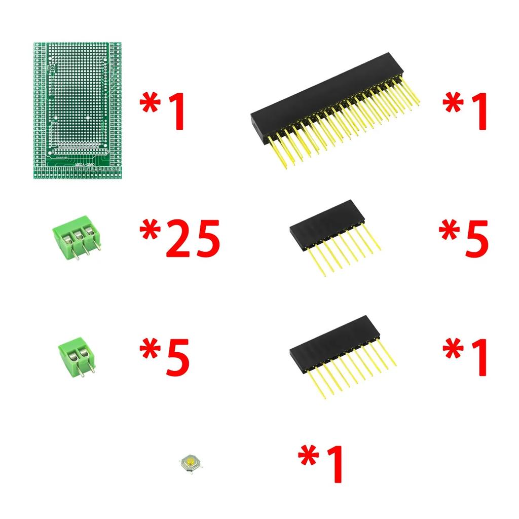 Совместимо с MEGA2560 Двусторонняя печатная плата Прототип Винтовая клеммная колодка Шильд-плата Набор Для Arduino Mega 2560 R3