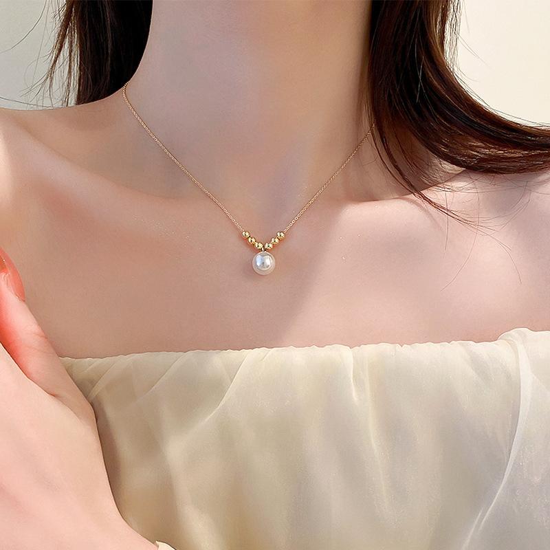 Elegant Delicate Pearl Pendant Clavicle Necklace For Women Unique Design Girl Jewelry Everyday Birthday Party Gift