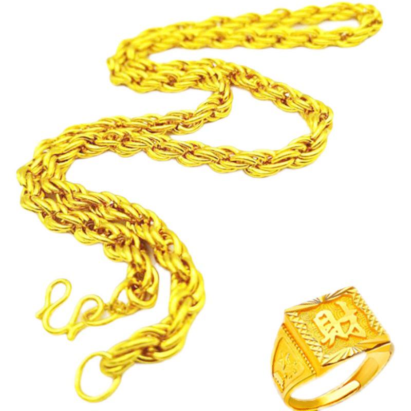 Вьетнамское мужское ожерелье с позолотой песочного цвета – Толстая, массивная, не тускнеющая свадебная цепочка