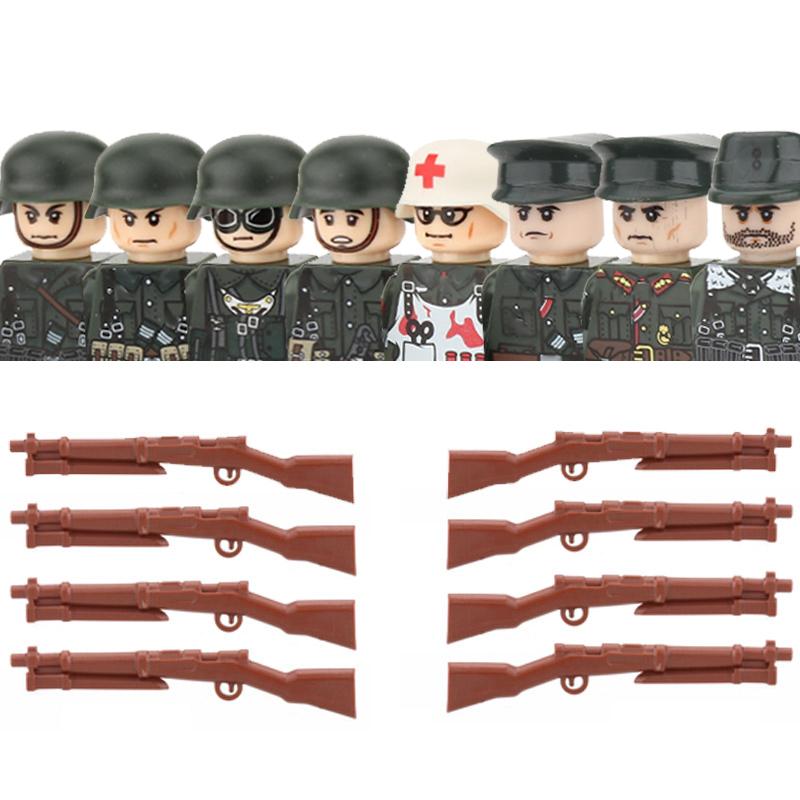 Нетоксичные Военные Фигурки Солдат Армии Строительные Блоки Вторая Мировая Война Немецкий Медицинский Корпус Зомби Пехота Оружие Шлем Мини Кирпичики Игрушки для Детей