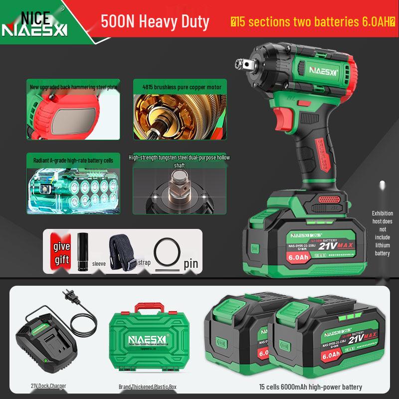 NICE High Power Rechargeable Impact Wrench - Official High Torque Electric Air Gun