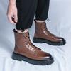 Мужские ботинки Мартин большого размера, высокие, на толстой подошве, на шнуровке, рабочие, короткие ботинки с увеличением роста, износостойкие, в британском стиле, ретро кожаные ботинки мужские