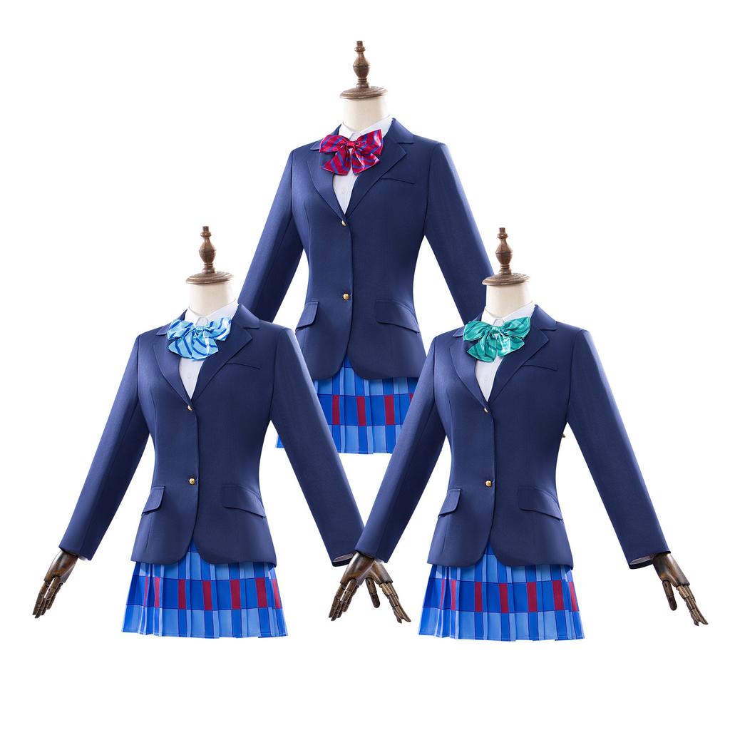 Riman game lovelive cos uniform blue school uniform starry sky Rin, Splenrose Eri, Takasaka Sui Naoko