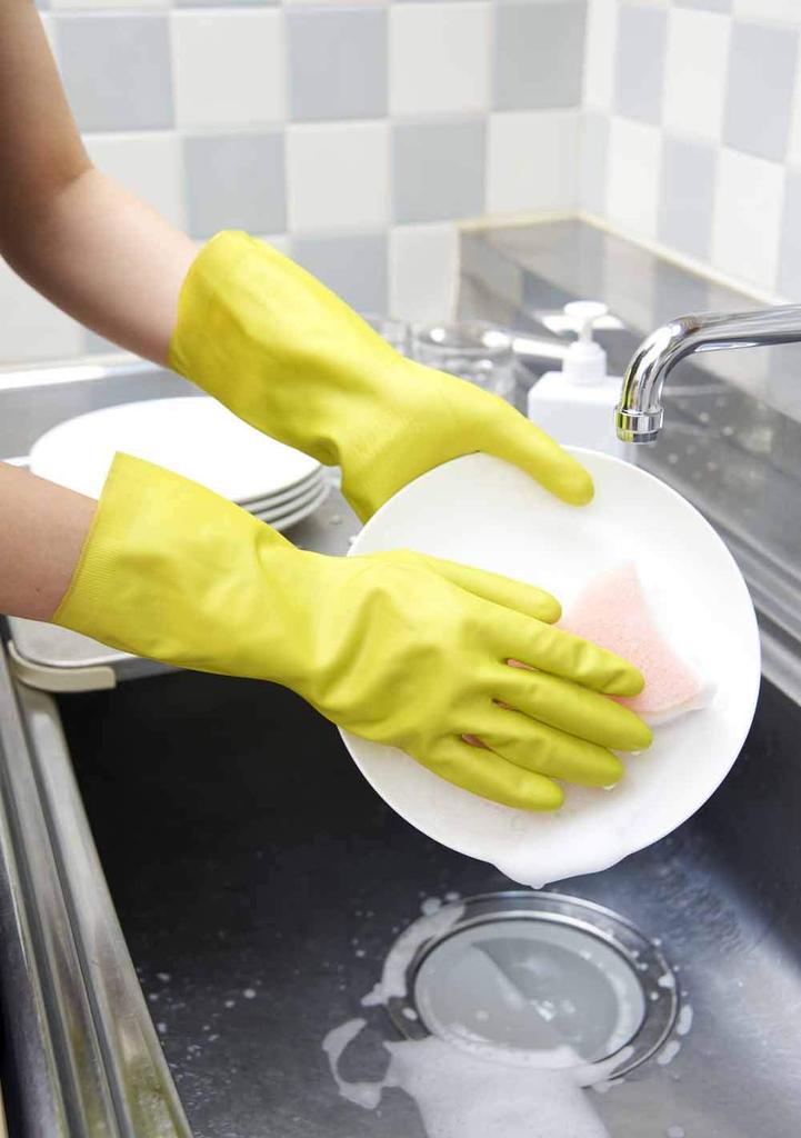 Dunlop Home Products Кухонные перчатки Натуральный каучук средней толщины Ritchine Green L Кухонные перчатки для мытья посуды Чистка Стирка Садоводство