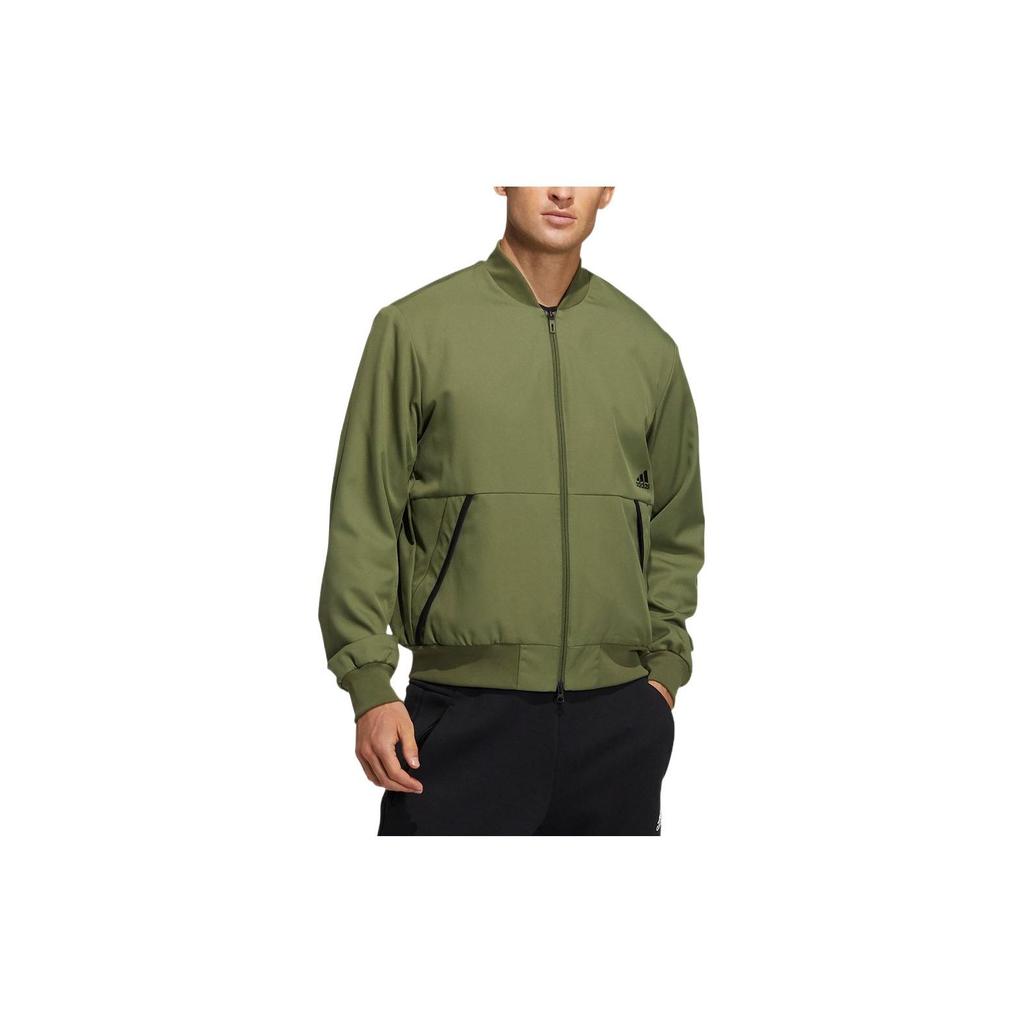 Adidas Куртка на молнии с логотипом и флисовой подкладкой, мужская верхняя одежда, зеленая GP0979