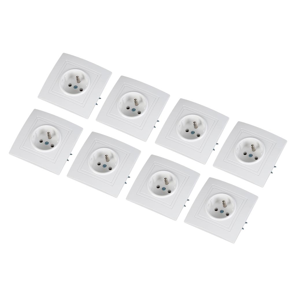 8pcs French Standard Socket 16A  Wall Mounted Socket Wall Outlet for Home Office Hotel