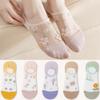 Womens Sheer Socks Summer Transparent Thin Mesh Elastic Jacquard Crystal Glass Socks Women Boat Socks Girl Invisible Socks