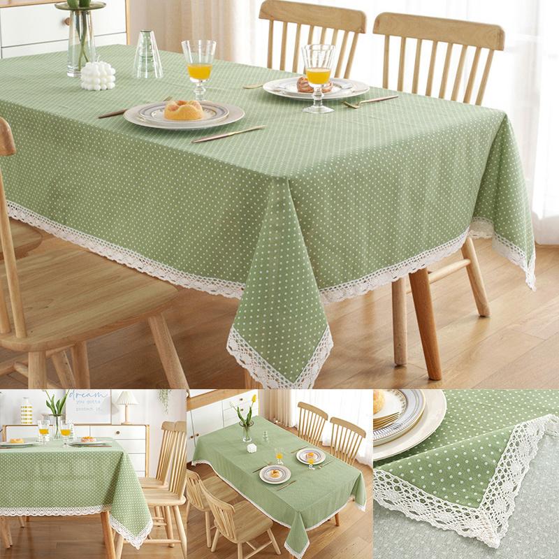 Скатерть в горошек, хлопковая клетчатая скатерть, кружевная кисточка, прямоугольная ткань для обеденного стола, пылезащитный чехол