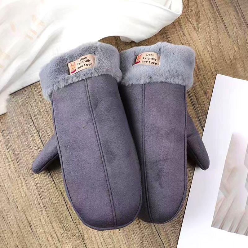 Женские уличные плюшевые висячие варежки, флисовые замшевые перчатки, сохраняющие тепло, зимние, ветрозащитные, однотонные