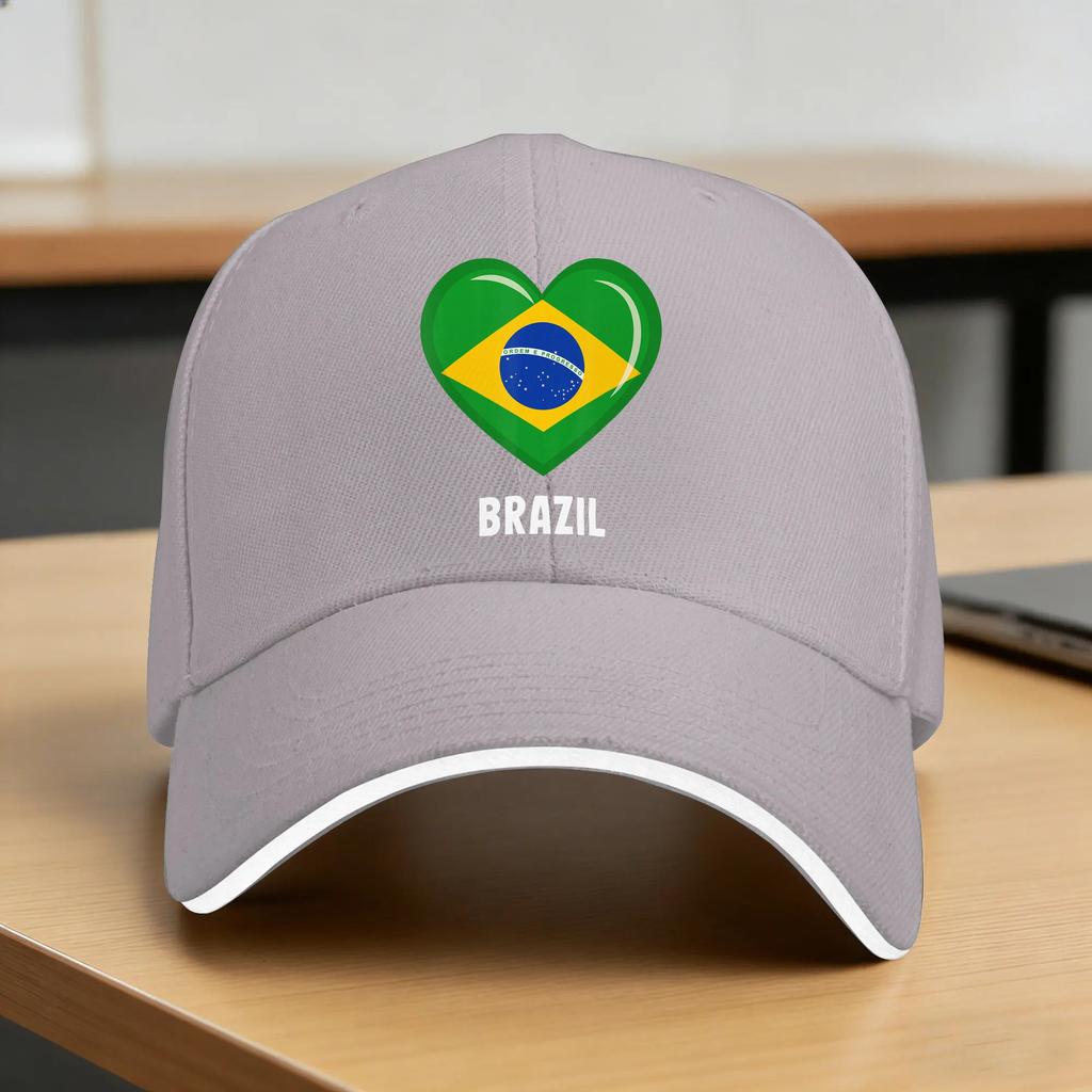 Brazil Flag Heart Baseball Cap  Unisex Women Custom DIY Hip Hop Hats Summer yk Cute Running Hippie Sun Visor Baseball Caps