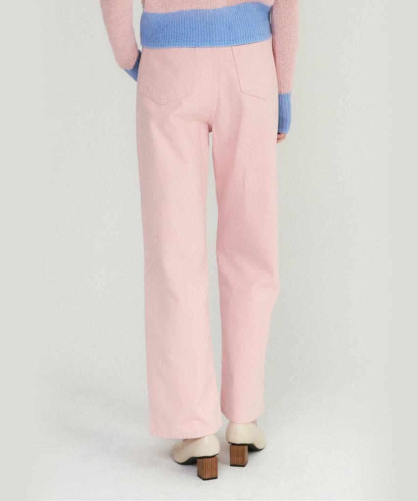 LEI AVERY Cotton Twill Straight Pants (Pink)
