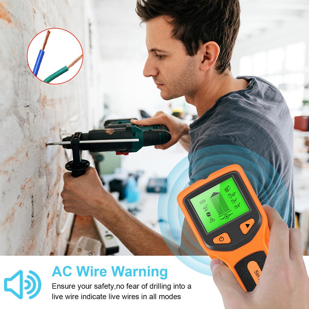 Stud Finder Wall Scanner - 5 in 1 Electronic Stud Detector with HD LCD Display, Wood AC Wire Metal Studs Detection