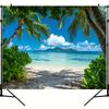 Tropical Beach Palm Trees Ocean View Tapestry Summer Vacation Paradise Wall Hanging for Relaxation Spa Resort Style Interior