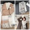 Korean Style Women's Cashmere Scarf Thickened Winter Neck Warmer Checkered Scarf  Autumn Winter
