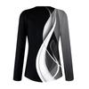 Women's Fashion Casual Long Sleeve Shirt Geometry Printed V Neck Up Tops