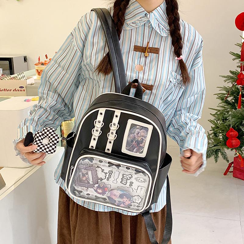 School Ita Bag Fashion Trends Transparent Zipper Backpack Preppy Style Soft Women Bags