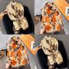 Korean Style Floral Cotton Linen Scarf, Versatile Long Thin Shawl for Women