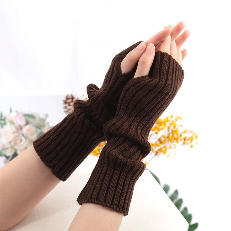 2020Long Fingerless Gloves Women Mitten Winter Arm Warmer Kawaii Knitted Sleeve Soft Girls Anime Clothes Punk Gothic Lolita Gloves
