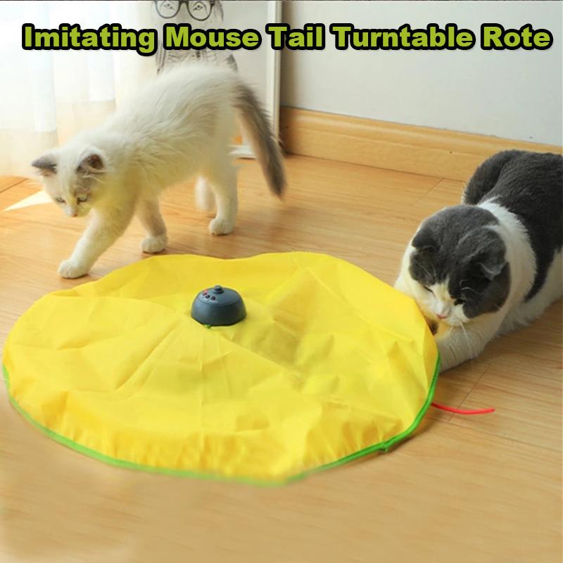 Четырехскоростная электрическая игрушечная тарелка для кошек, дразнящая кошачья палочка, вращающиеся игрушки для домашних животных, 4 вида скорости, интеллектуальные игрушки для кошек