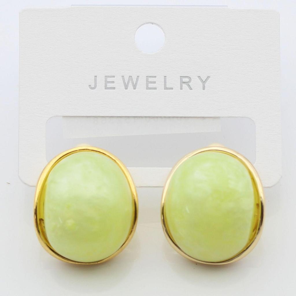 Серьги-пусеты из серебра 925 пробы с эмалью конфетных цветов и овальной смолой - Сохранение цвета настоящего золота, Лидер продаж.