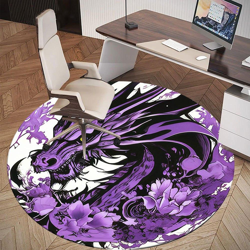 Purple Dragon Floral Circular Wall Art DecorRound Non-Slip chair mat chair carpet for office Rugs for Office Decor Gift For Valentine's Day Mother's D