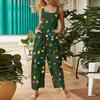 Women's Casual Christmas Printed Jumpsuit Sleeveless Printed Cotton Jumpsuit