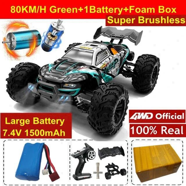 Новый высокоскоростной гоночный внедорожник 4WD RC Car 50 км/ч или 80 км/ч Супер бесщеточный высокоскоростной радио 4x4 Off Road Super Fast Drift Racing RC Truck Vehicle