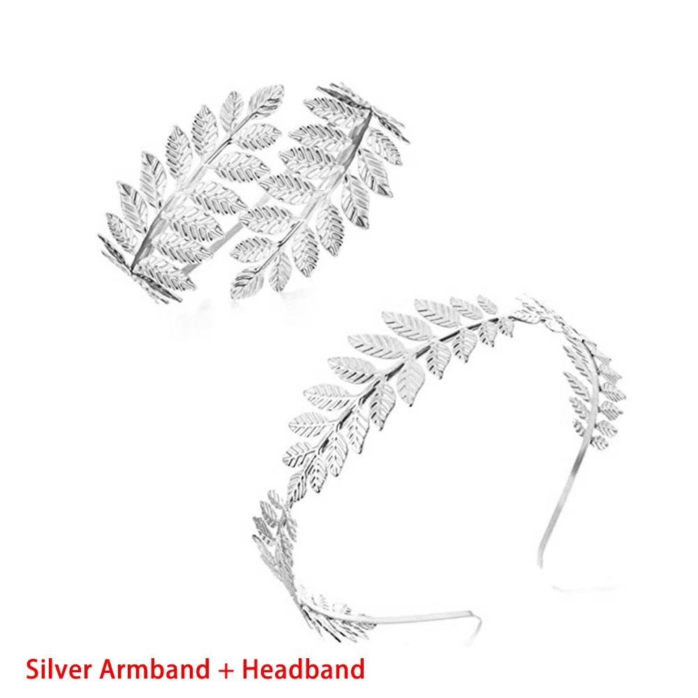 2 шт., повязка на голову греческой богини, манжеты, свадебный комплект, ветка лаврового листа, браслет для женщин, вечерние