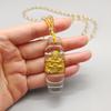Glass Pillar God of Wealth Pendant Citrine Buddha Amulet Sweater Chain