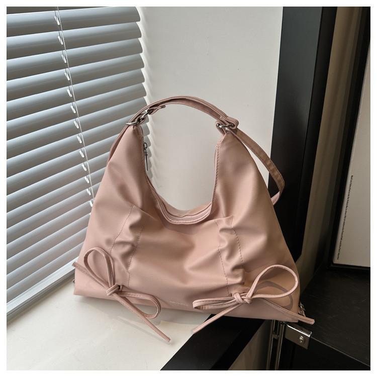Fashionable Butterfly Bow Large Capacity Shoulder Bag 2024 Spring New Korean Style Street Trend Pu Tote Bag