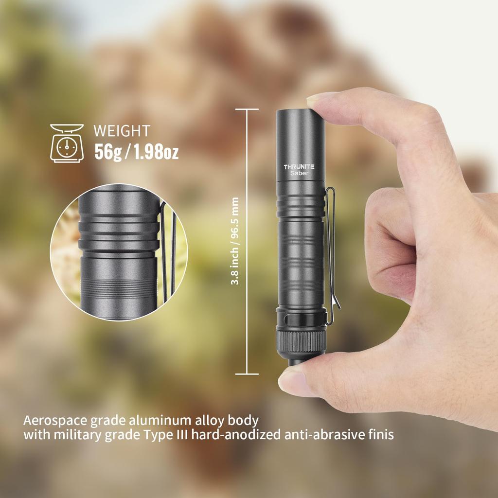 ThruNite SABER Compact and Lightweight EDC 659 Powerful Handheld Light with Multiple Flashlight with IPX8 Ideal for Outdoor Night Emergency and More