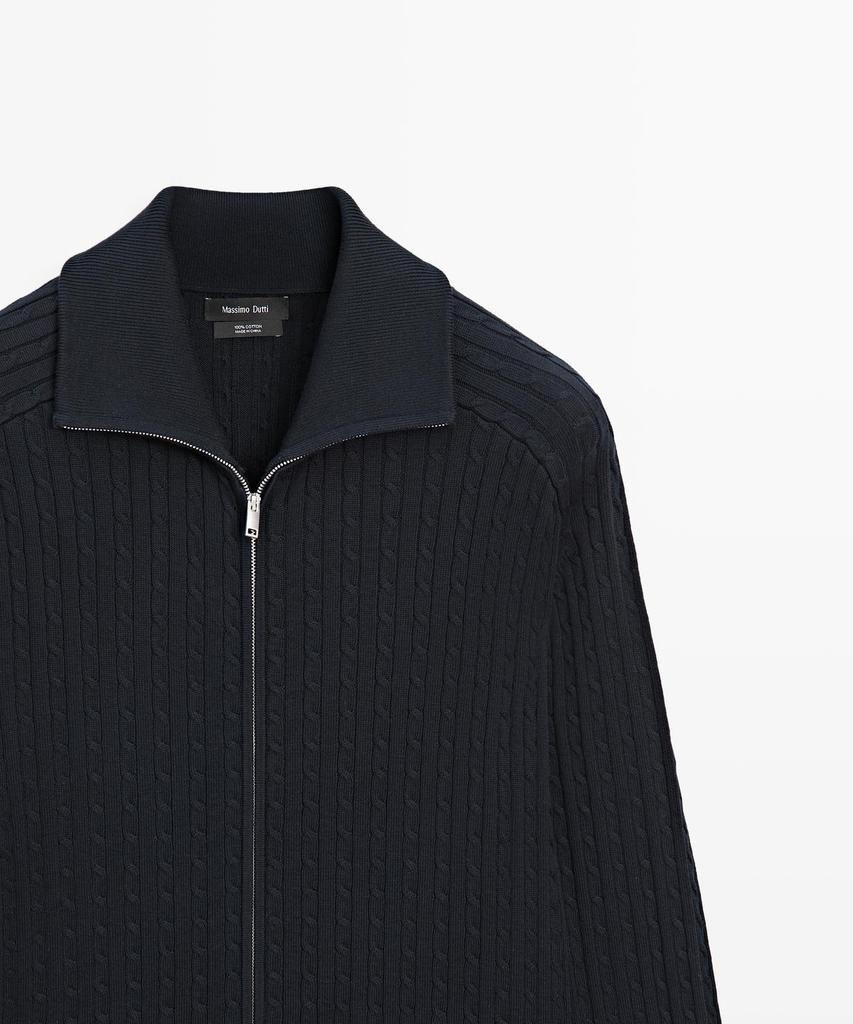 Хлопковый кардиган на молнии с косами Massimo Dutti