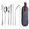 Portable 304 Stainless Steel Korean Knife, Fork, Spoon, Chopsticks and Straw Tableware Set for Travel - Folding Tableware