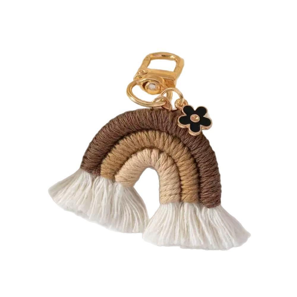 Hand-Woven Rainbow Keychain Pendant