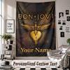 Wall Hanging Tapestry With Custom Name & Text, Bon Jovi Decorative Tapestry For Bedroom