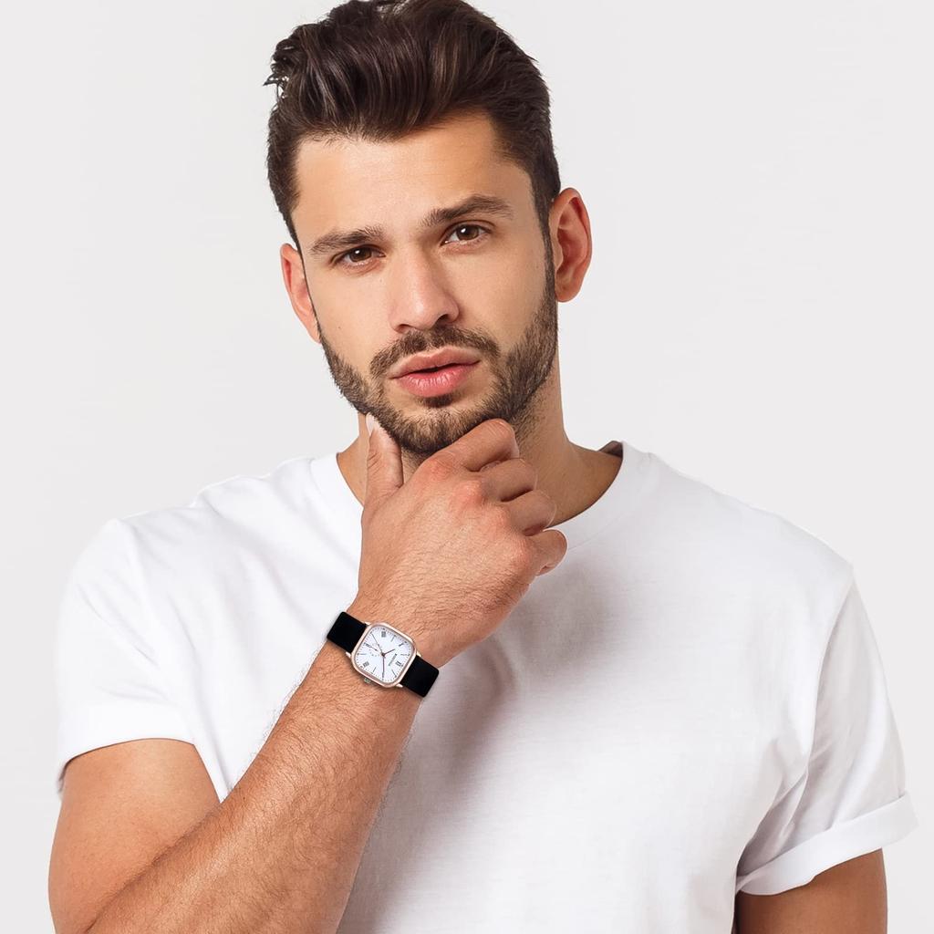 Leather Wristwatch for Men and Antique Roman Alphabet Analog Square and Gift for Him or Her Women, Display, Shape, Waterproof, Men's Women's Watch,