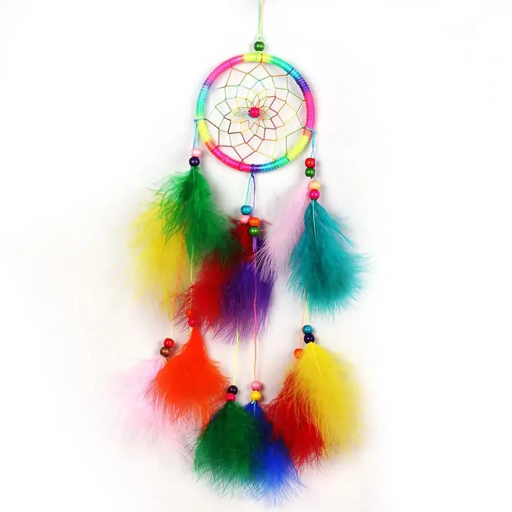 Wind Chimes Handmade Indian Dream Catcher Net with Feathers 55 Cm Wall Hanging Dreamcatcher Craft Gift Home Decoration